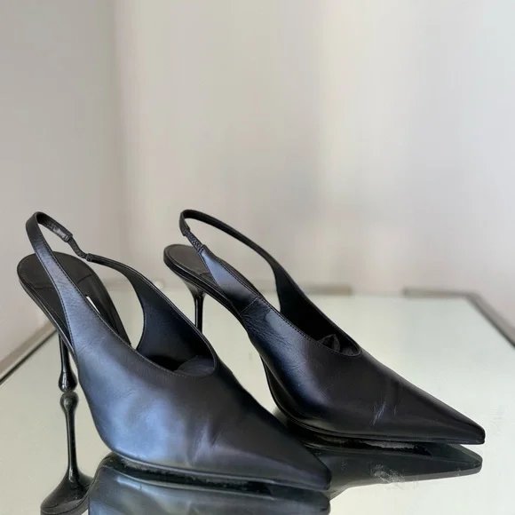 EUC Jimmy Choo Isa 95MM Leather Slingback Pumps $975 38.5 - Picture 9 of 12